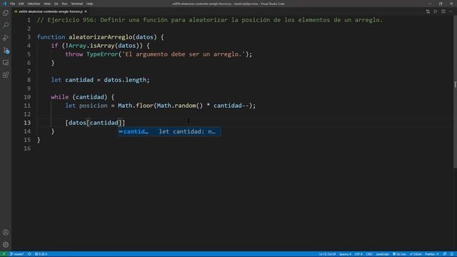 JavaScript - Ejercicio 956: Definir Función para Aleatorizar las Posiciones de un Arreglo de Datos смотреть онлайн