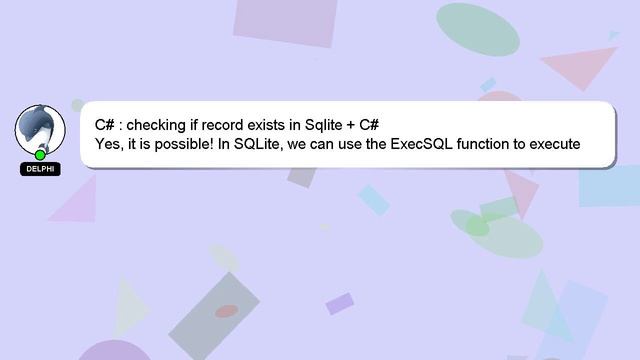 C# : checking if record exists in Sqlite + C# смотреть онлайн