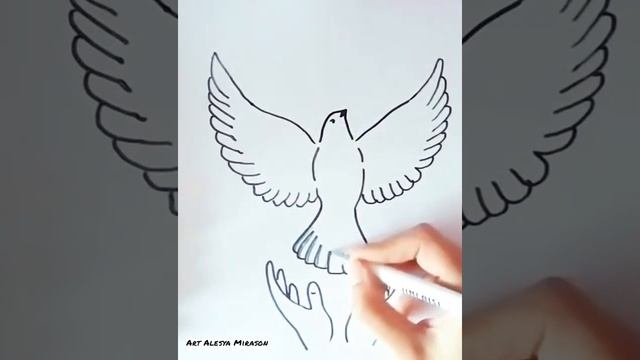 Голубь мира//Как нарисовать голубя? смотреть онлайн