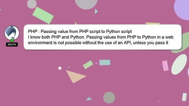 PHP : Passing value from PHP script to Python script смотреть онлайн