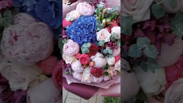 Огромный букет с гортензией и пионами #букетспионами #shorts смотреть онлайн