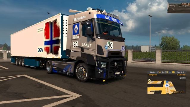 Euro Truck Simulator 2 (1.36) Renault T Racing Edition Blue Skin by Kriistof + DLC's & Mods смотреть онлайн