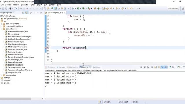 Second Highest element in an Array in java | English | Asked in Accenture 23rd Jan 2022 смотреть онлайн