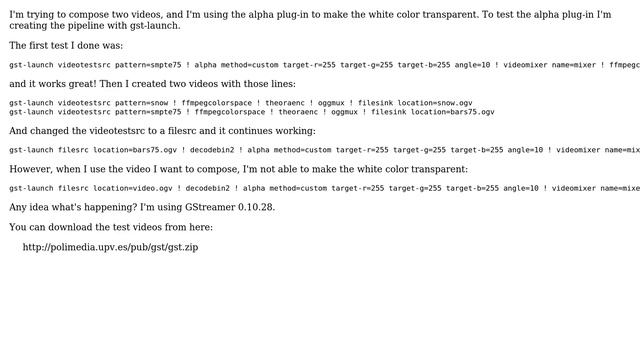 Alpha plugin in GStreamer not working смотреть онлайн