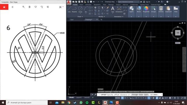 Autocad 2020 - Ders 16 - Construction Line (XLine) Uygulaması - Volkswagen Çizimi смотреть онлайн