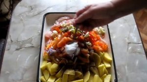 Грудка куриная запеченная с картофелем и овощами