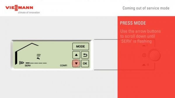 Vitodens 100 W:  How to exit service mode on a Vitodens 100 W