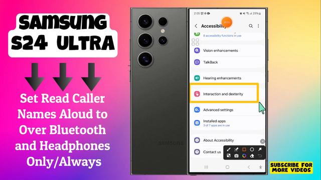 Set Read Caller Names Aloud to Over Bluetooth and Headphones Only/Always Samsung Galaxy S24 Ultra смотреть онлайн