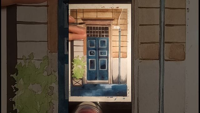Дверь акварелью. Лессировки и заливки