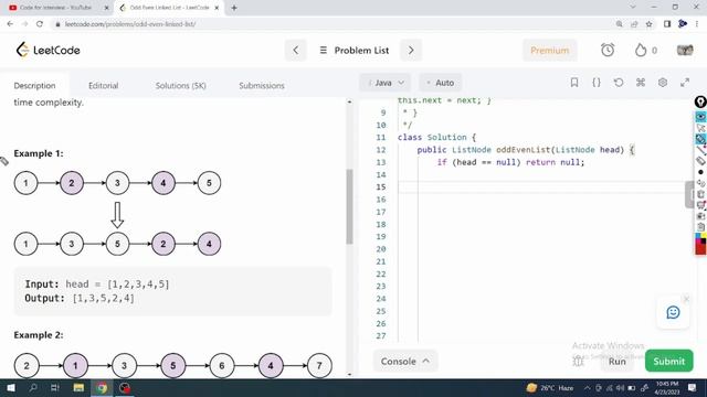 LeetCode Problem: 328. Odd Even Linked List | Java Solution смотреть онлайн