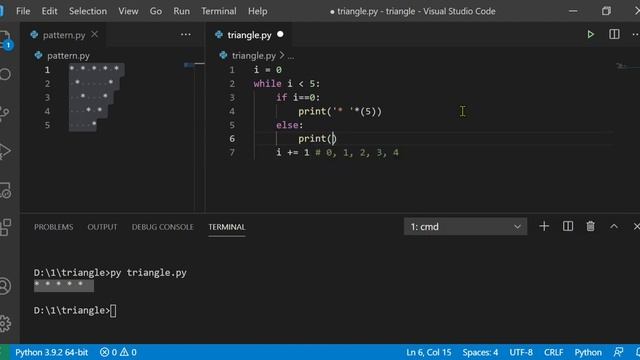33 Line/Hollow Triangle/Pyramid Pattern without any pre-defined method using while loop in Python смотреть онлайн