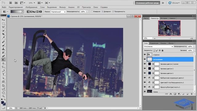 Photoshop. Создаём динамичную сцену погони. Часть №1. (Елена Минакова, Creativo, Фотошоп - Мастер)