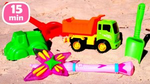 Песочница для малышей. Машинки помощники чинят трубу и многое другое!