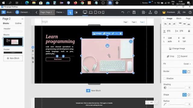 Nicepage tutorial 13 : simple block design with text,image,shape,button elements смотреть онлайн