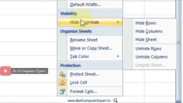 Format Cells Options In MS Excel - Row Height, Column Width And Protect Sheet | Be A Computer Exper