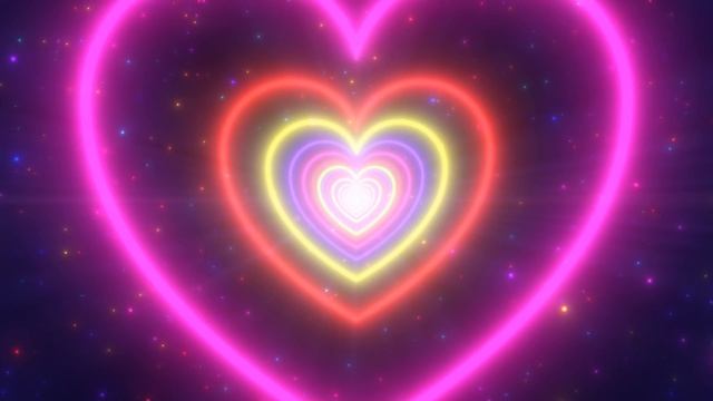 Neon Lights Love Heart Tunnel And Romantic Abstract Glow Particles 4K Moving Wallpaper Background
