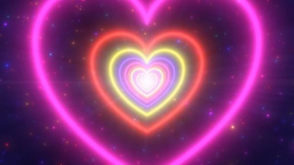Neon Lights Love Heart Tunnel and Romantic Abstract Glow Particles 4K Moving Wallpaper Background