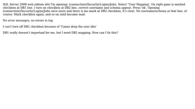 Databases: SQL Server User mapping vanished смотреть онлайн