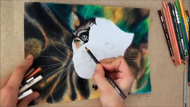 Рисунок цветными карандашами. Дымчатый леопард. Drawing colored pencil смотреть онлайн