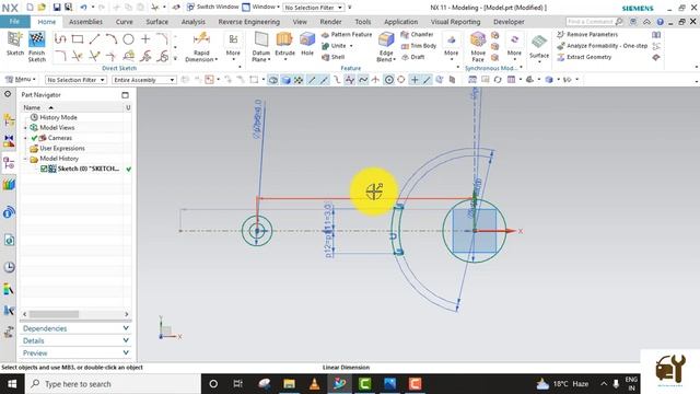 Unigraphics NX- Sketch Example with constraints and Dimensioning for beginners смотреть онлайн