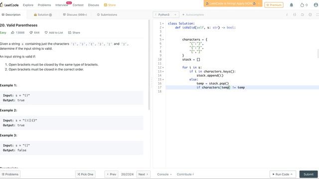 Leetcode 20 Valid Parentheses - Python смотреть онлайн