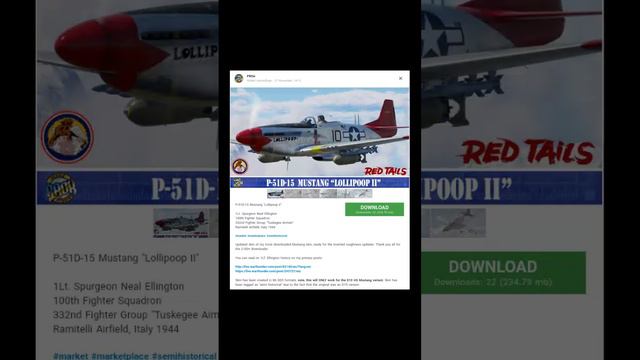 PROx (War Thunder) · P-51D-15 Mustang ~ Red Tails: Lollipoop II - Historical Camouflage Skin смотреть онлайн