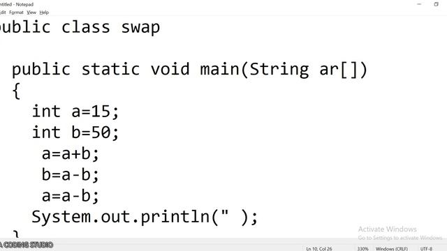 wap in java to swap two number without using third variable смотреть онлайн