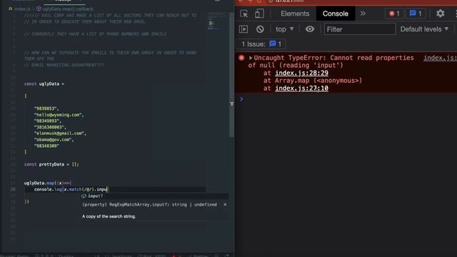 HOW TO CLEAN EMAIL DATA WITH JS USING REGEX.MATCH() - EASY JS QUESTIONS смотреть онлайн