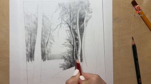 Рисуем лесной пейзаж простым карандашом! ?