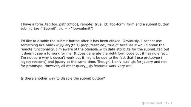 jQuery : Rails 4: Disable submit button after click смотреть онлайн