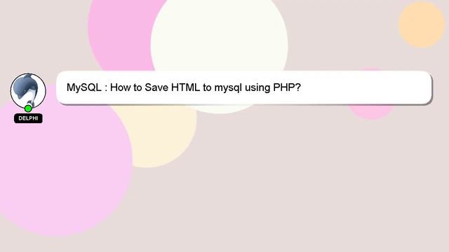 MySQL : How to Save HTML to mysql using PHP? смотреть онлайн