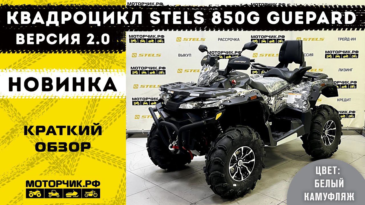 Новинка! Квадроцикл Stels ATV 850G Guepard 2.0 (Белый камуфляж) смотреть онлайн