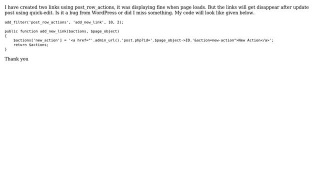 Wordpress: post_row_actions filter is not working while update post using quick edit смотреть онлайн