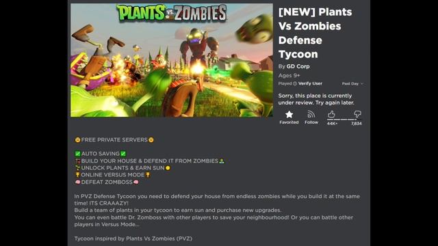 RIP Roblox PvZ games смотреть онлайн