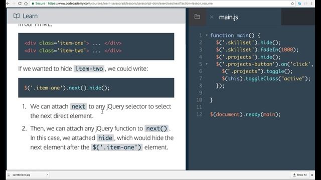 Learn Javascript, next, Javascript and the DOM, Codecademy смотреть онлайн