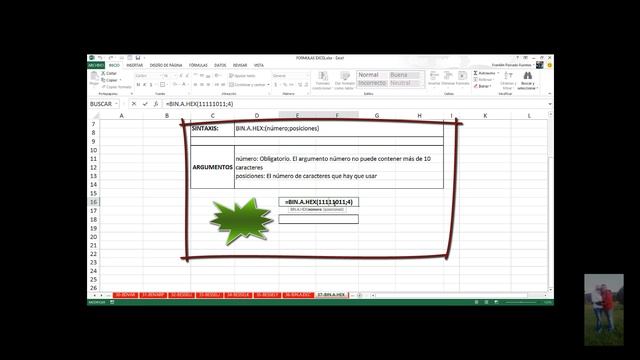 Función BIN.A.HEX Excel 2013: 37 de 449 (HD 1920 x 1032) AVI смотреть онлайн