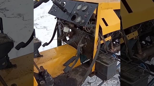 Первый выезд на самодельном мини тракторе. Пробуем чистить снег. смотреть онлайн