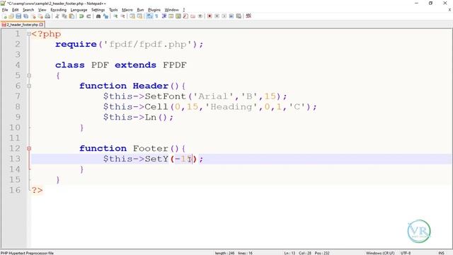 How to Add Header and Footer in PDF using FPDF in Tamil - Part 2 смотреть онлайн