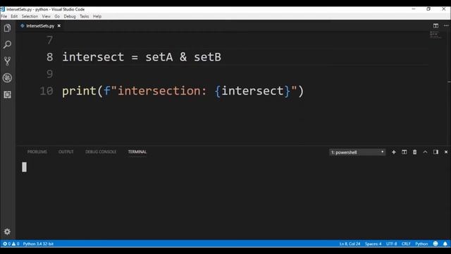 intersect sets in python ? смотреть онлайн