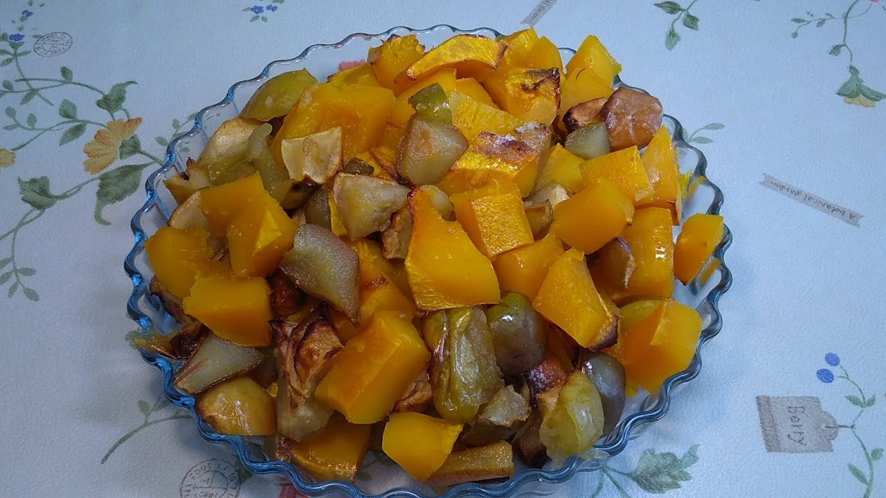Тыква запечённая с яблоком и грушей. смотреть онлайн