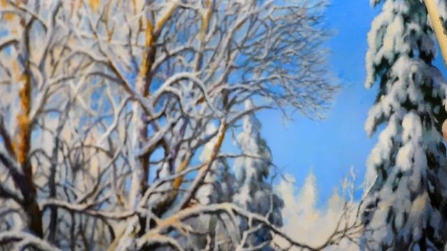 Пишем картину "Зимняя сказка" Ч.2 смотреть онлайн