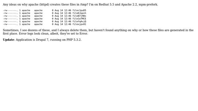 DevOps & SysAdmins: What are these zero-length files created by Apache in the tmp directory? смотреть онлайн