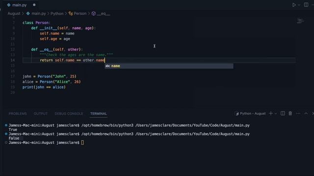 Python 3 - Implement Equality Checks In your Classes with __eq__ смотреть онлайн