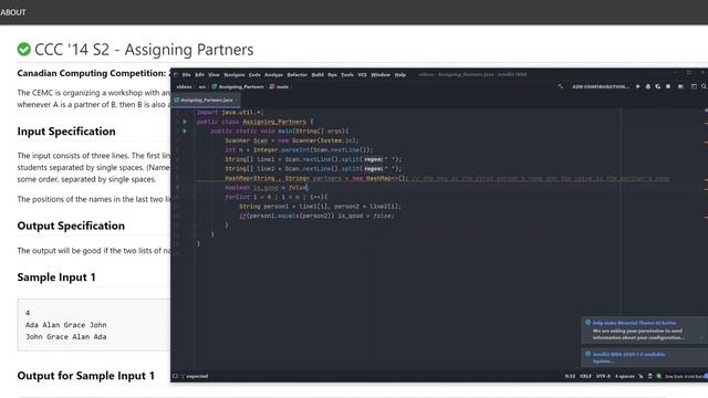 CCC'14 S2 Assigning Partners (Java Solution) смотреть онлайн