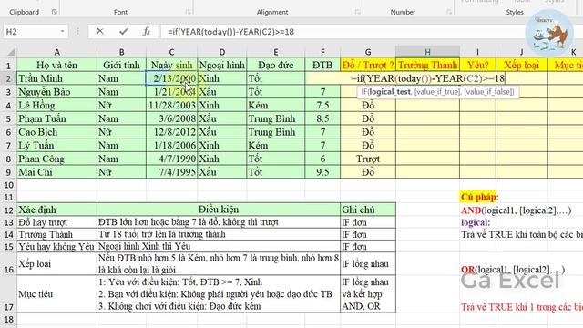 Excel cơ bản đến nâng cao cho người mới bắt đầu | Bài 05 Hàm điều kiện IF смотреть онлайн