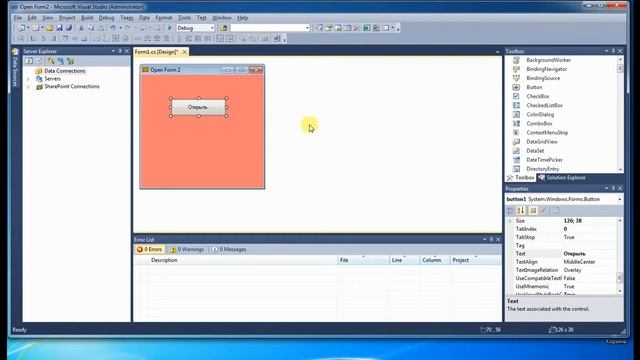 Visual Studio 2010 C# Открытие новой формы