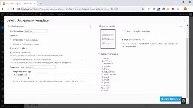 Wordpress Docxpresso SaaS plugin: insert document/web form смотреть онлайн