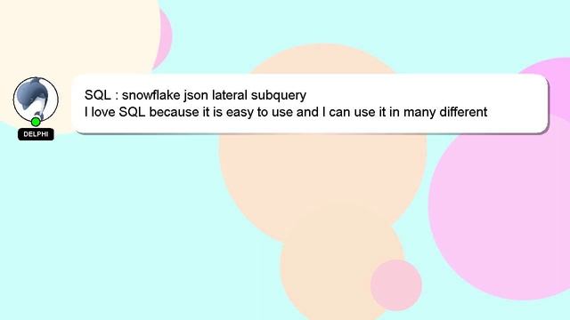 SQL : snowflake json lateral subquery смотреть онлайн