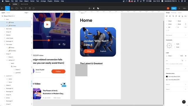 Figma Tutorial. App UI Design. Speedart + Free figma template смотреть онлайн