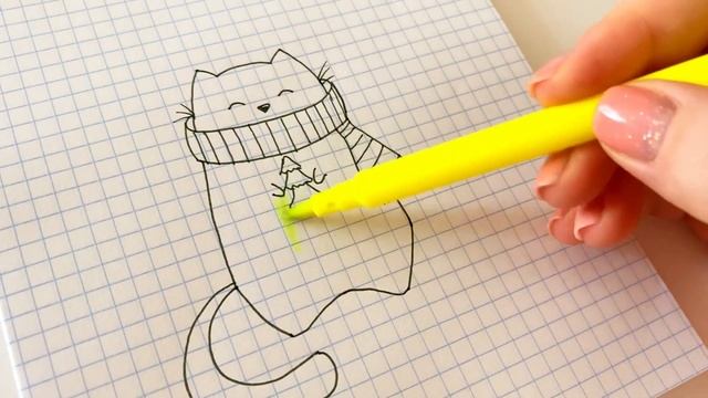 Простые рисунки #2 как нарисовать котёнка по клеточкам в тетради смотреть онлайн